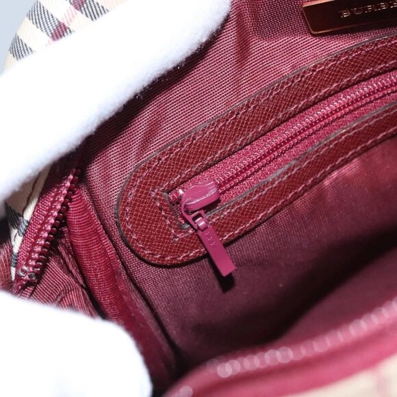 BURBERRY Nova Check Shoulder Bag Canvas Beige Red Auth 112999 - Picture 11 of 16